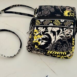 Vera Bradley Black Crossbody 8" x 6" before unfolding
